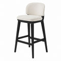 Contemporary Bar Stool with Polyester Fabric and Black Wood Frame