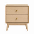 2-Drawer Oak Wood Nightstand with Natural Finish