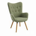 Polyester Fabric Armchair in Green with Wooden Legs
