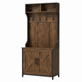 Entryway Coat Rack with Storage Cabinet Metal/Wood Brown 180cm x 90cm x 40cm