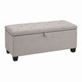 Fabric Storage Bench with Wooden Legs, Gray 120cm x 45cm x 40cm