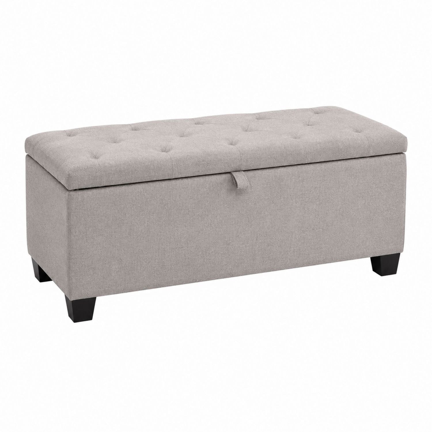 Fabric Storage Bench with Wooden Legs, Gray 120cm x 45cm x 40cm