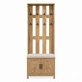 Solid Oak Hall Tree with Bench and Storage Cabinet