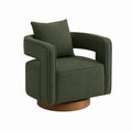 Swivel Lounge Chair Bouclé Fabric Green 74cm x 76cm x 76cm