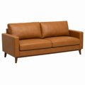Mid-Century Modern PU Leather Sofa Brown 220cm