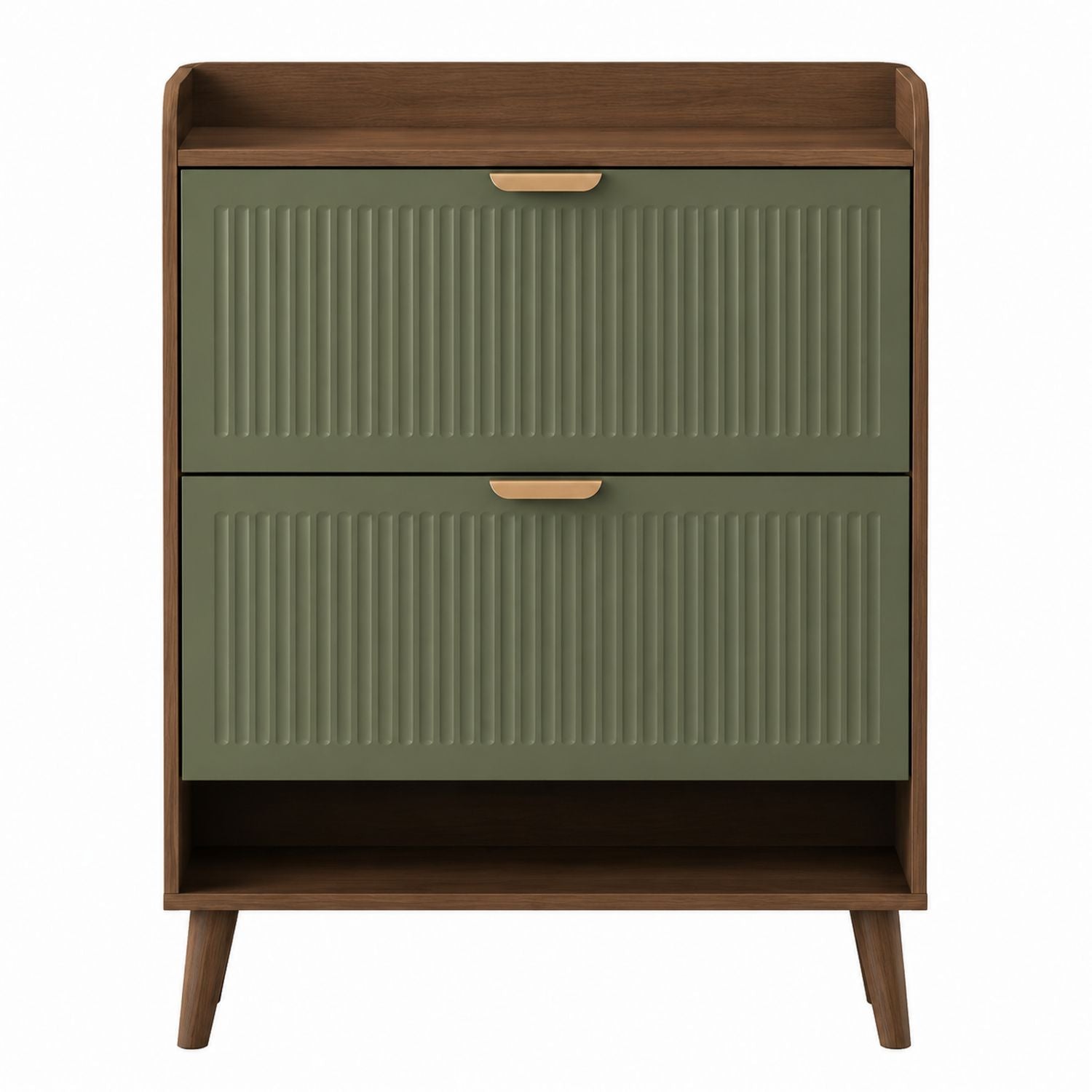 Wood Shoe Cabinet with 2 Drawers Green 80cm x 30cm x 100cm