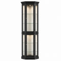 Black Corner Display Cabinet with Glass Shelves and Lighting