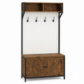 Wood and Metal Entryway Hall Tree with Coat Rack and Storage Bench