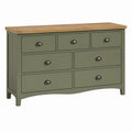 Wooden Dresser with Metal Handles 7-Drawer Green 140cm
