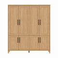 Oak 5-Door Wardrobe with Black Handles