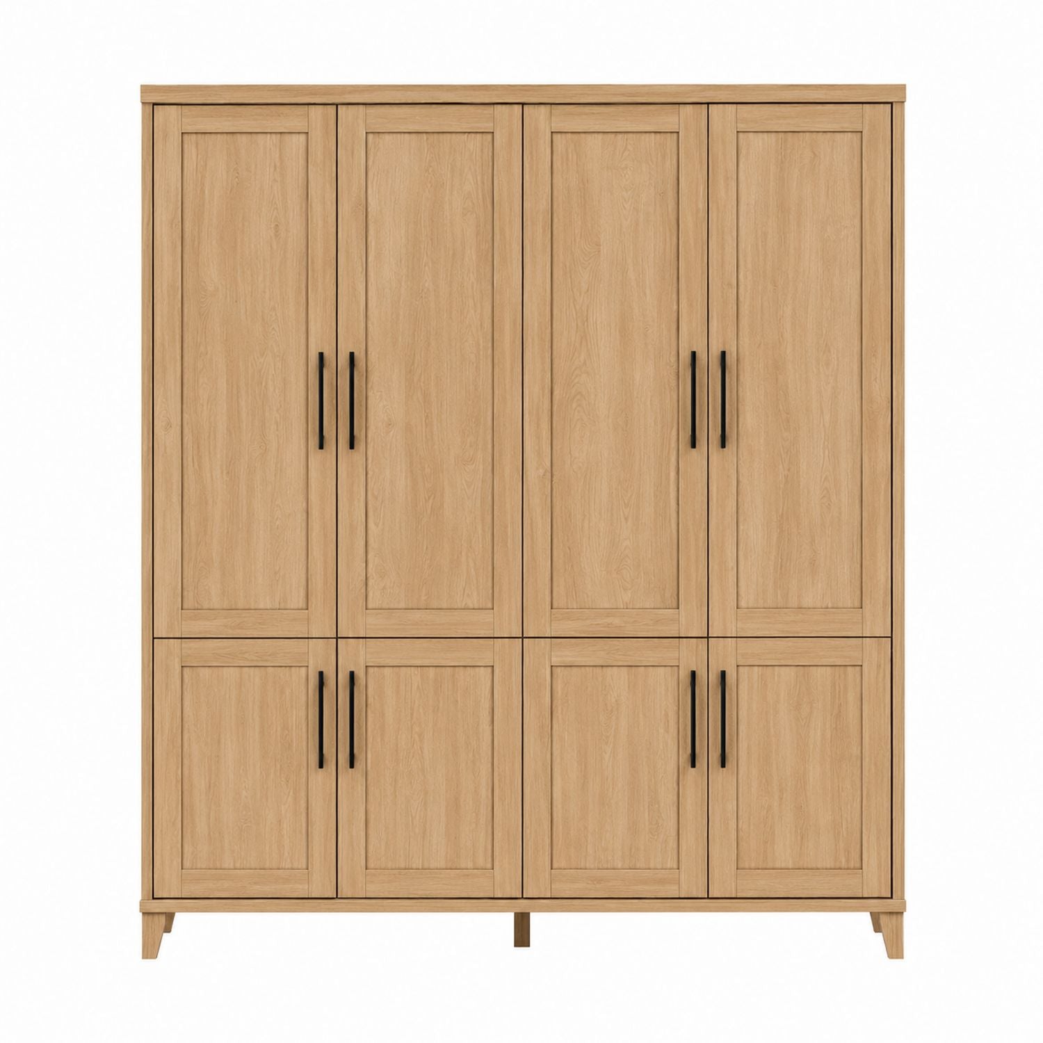 Oak 5-Door Wardrobe with Black Handles