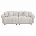 3-Seater Fabric Sofa Beige 225cm