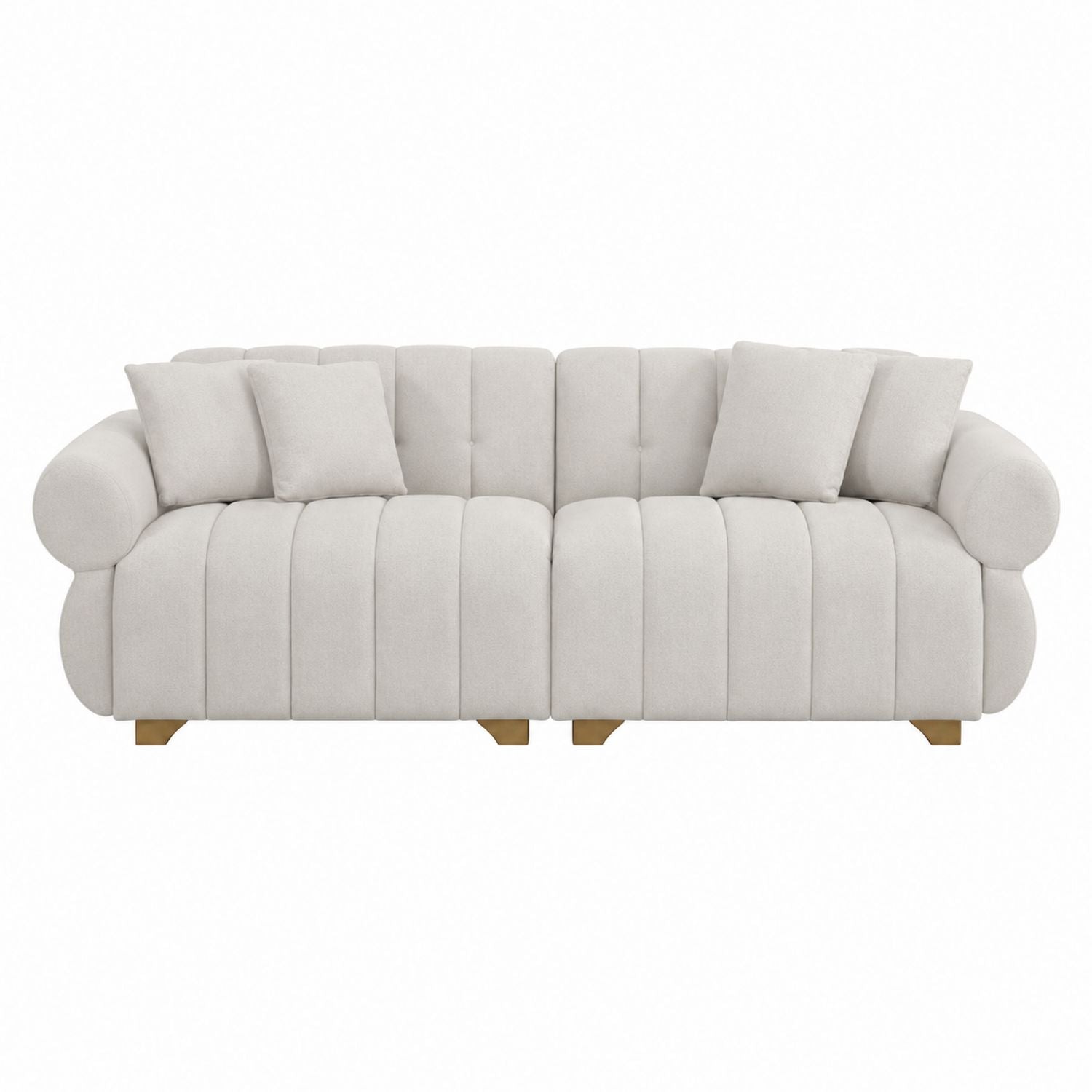 3-Seater Fabric Sofa Beige 225cm