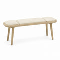 Wooden Bench with Upholstered Cushions Beige 120cm