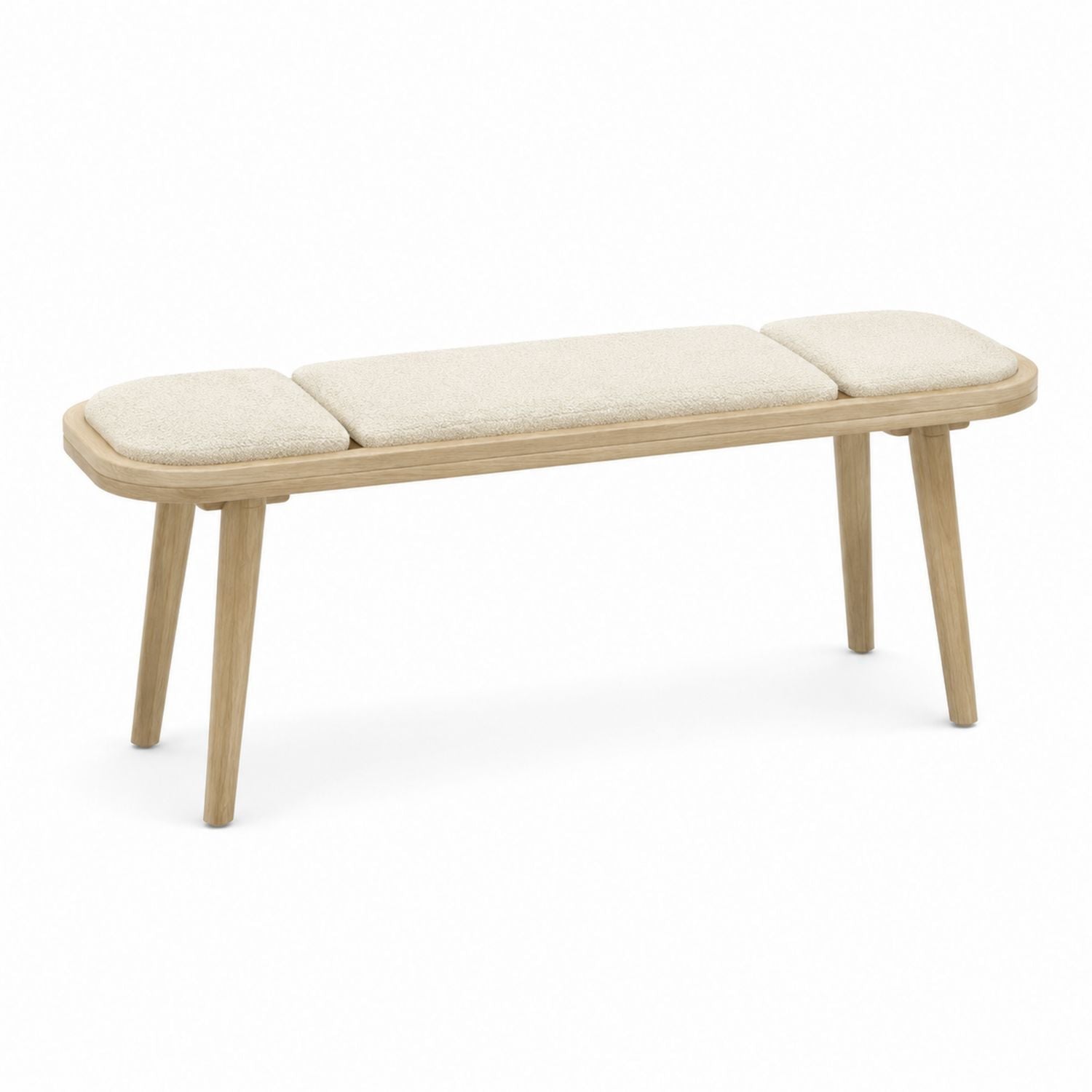 Wooden Bench with Upholstered Cushions Beige 120cm