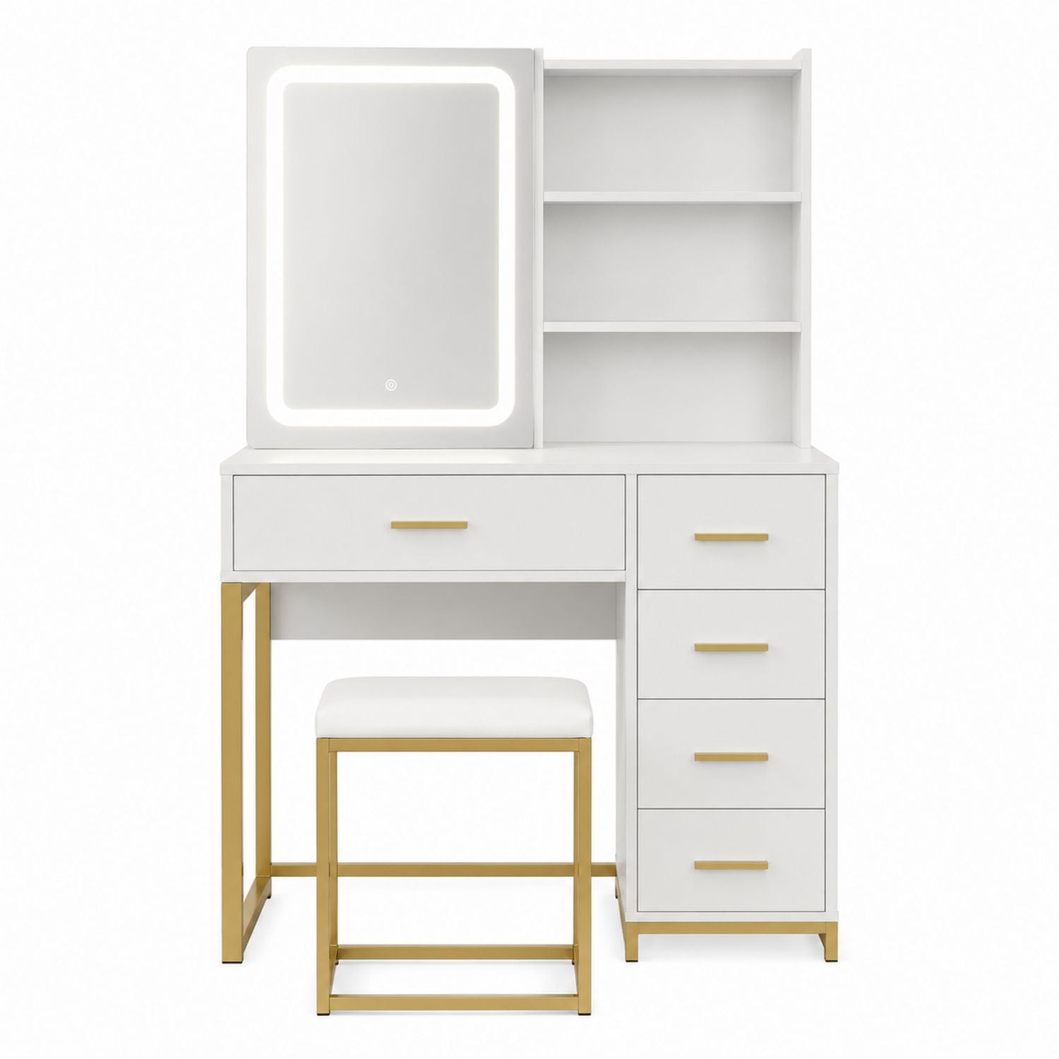 MDF Vanity Set with LED Mirror and Steel Frame