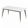 Rectangular Marble Dining Table with Metal Legs