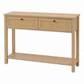 Wooden Console Table with Cane Drawers and Shelf 120cm