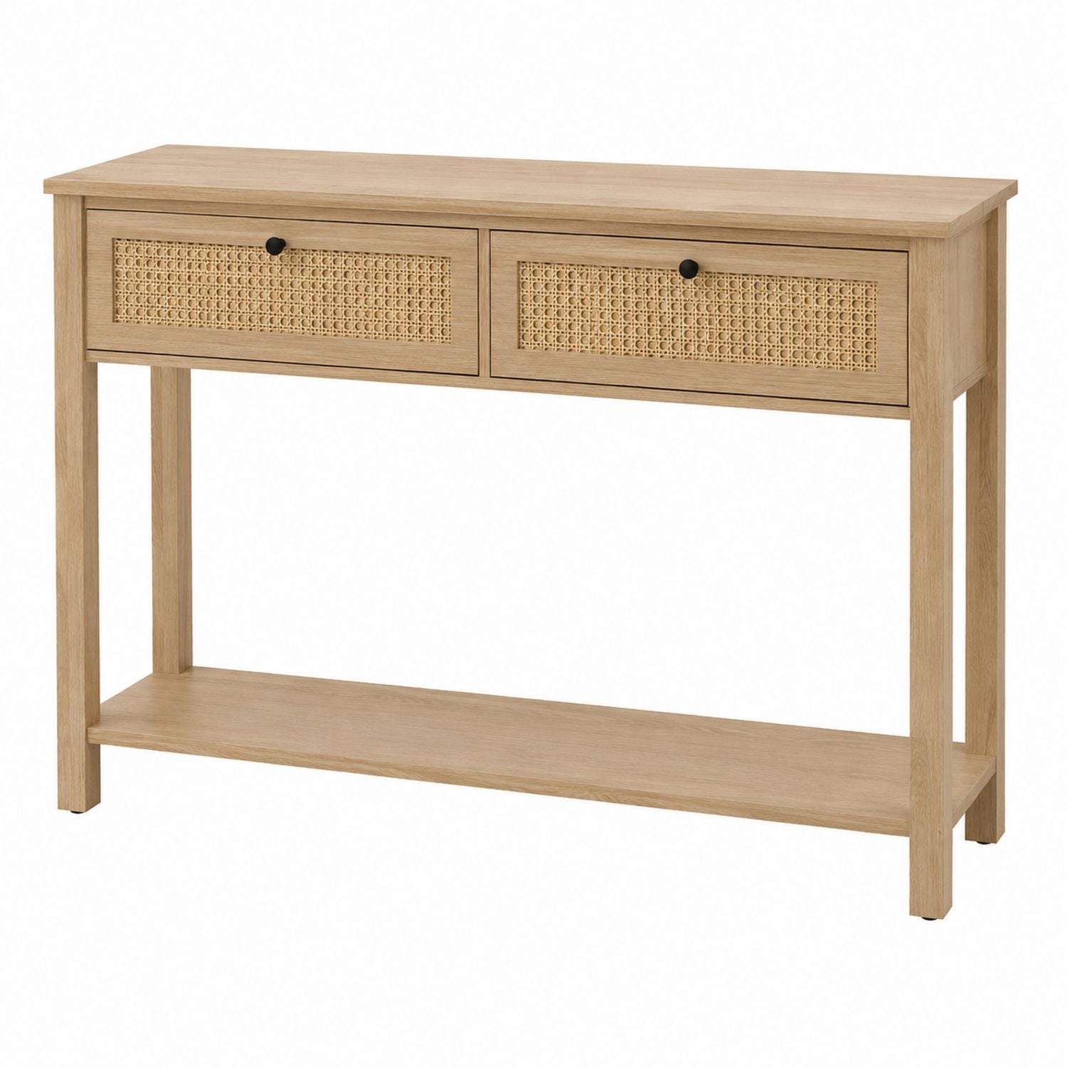 Wooden Console Table with Cane Drawers and Shelf 120cm