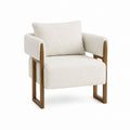 Beige Bouclé Upholstered Wooden Armchair