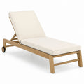 Teak Outdoor Chaise Lounge with Beige Foam Cushions