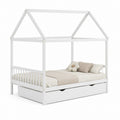 Wooden House Bed with Trundle White 200 cm x 100 cm