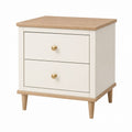 Wood and MDF Nightstand with Two Drawers Beige