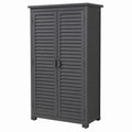 Outdoor Wooden Storage Cabinet with Louvered Doors - Charcoal - 180cm H x 90cm W x 50cm D