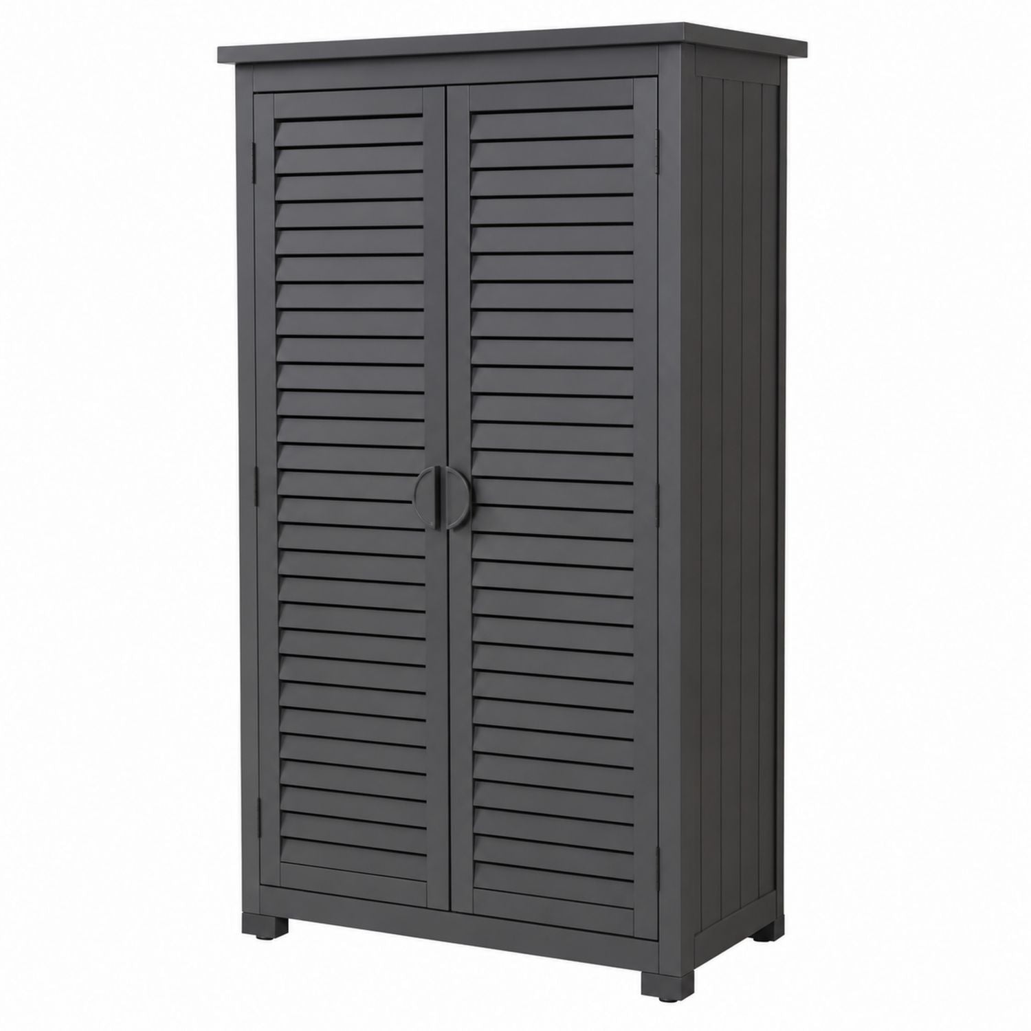 Outdoor Wooden Storage Cabinet with Louvered Doors - Charcoal - 180cm H x 90cm W x 50cm D