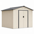 Metal Outdoor Storage Shed Beige 213cm x 130cm x 173cm