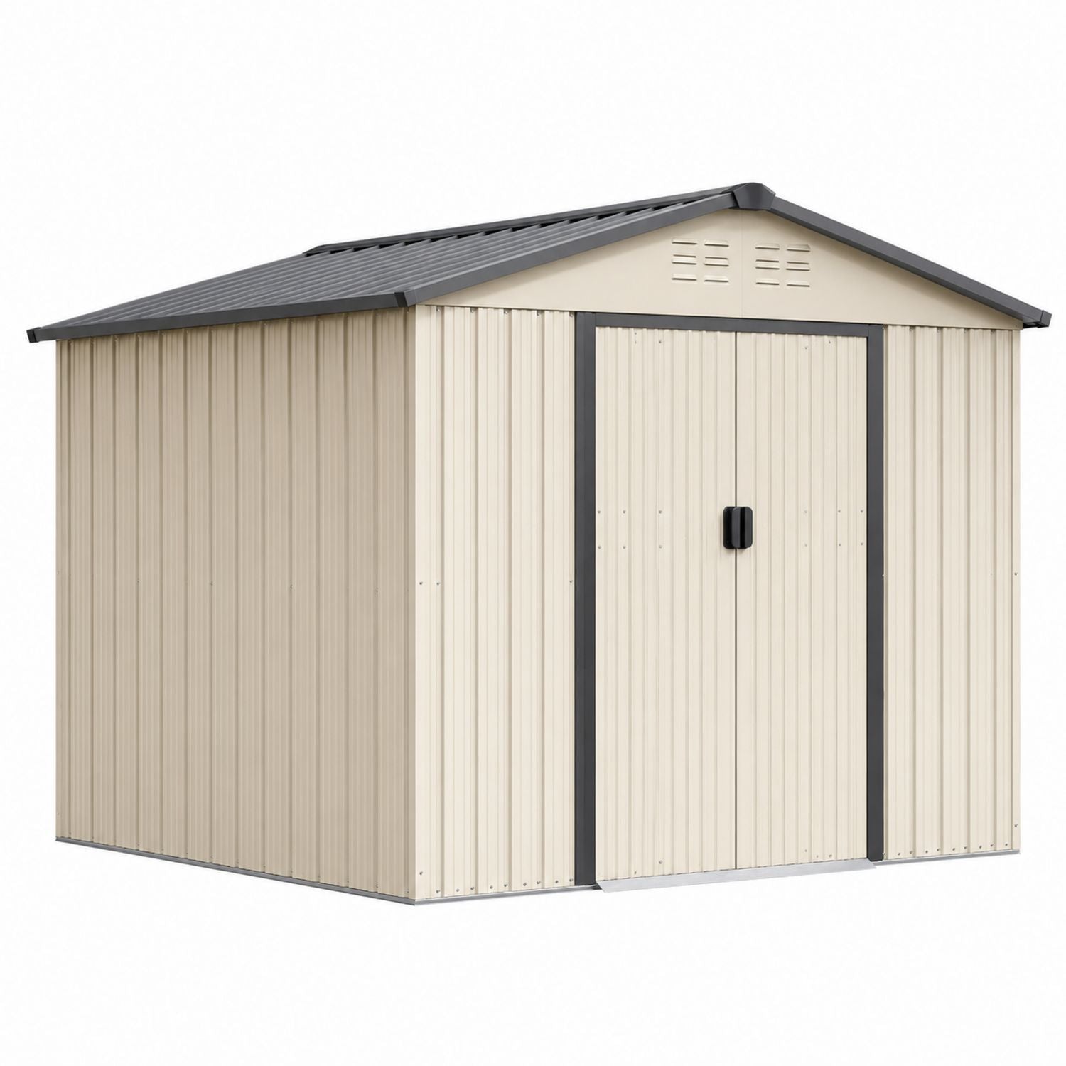 Metal Outdoor Storage Shed Beige 213cm x 130cm x 173cm