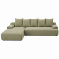 L-Shaped Fabric Sectional Sofa Olive Green 295cm
