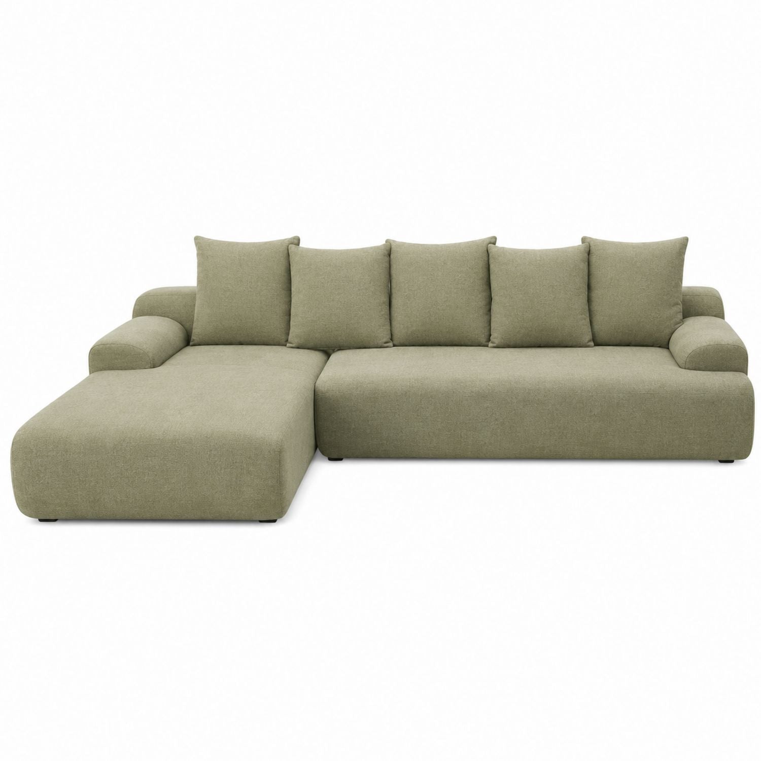 L-Shaped Fabric Sectional Sofa Olive Green 295cm