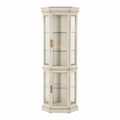 Hexagonal Glass Display Cabinet Wood Frame Beige 183cm