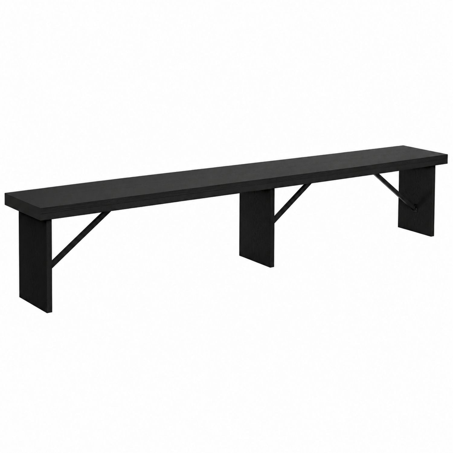Black Oak Wood Bench 180cm for Indoor Use