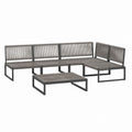 Outdoor Sectional Sofa Set Aluminum Frame Grey Rope Patio Furniture
