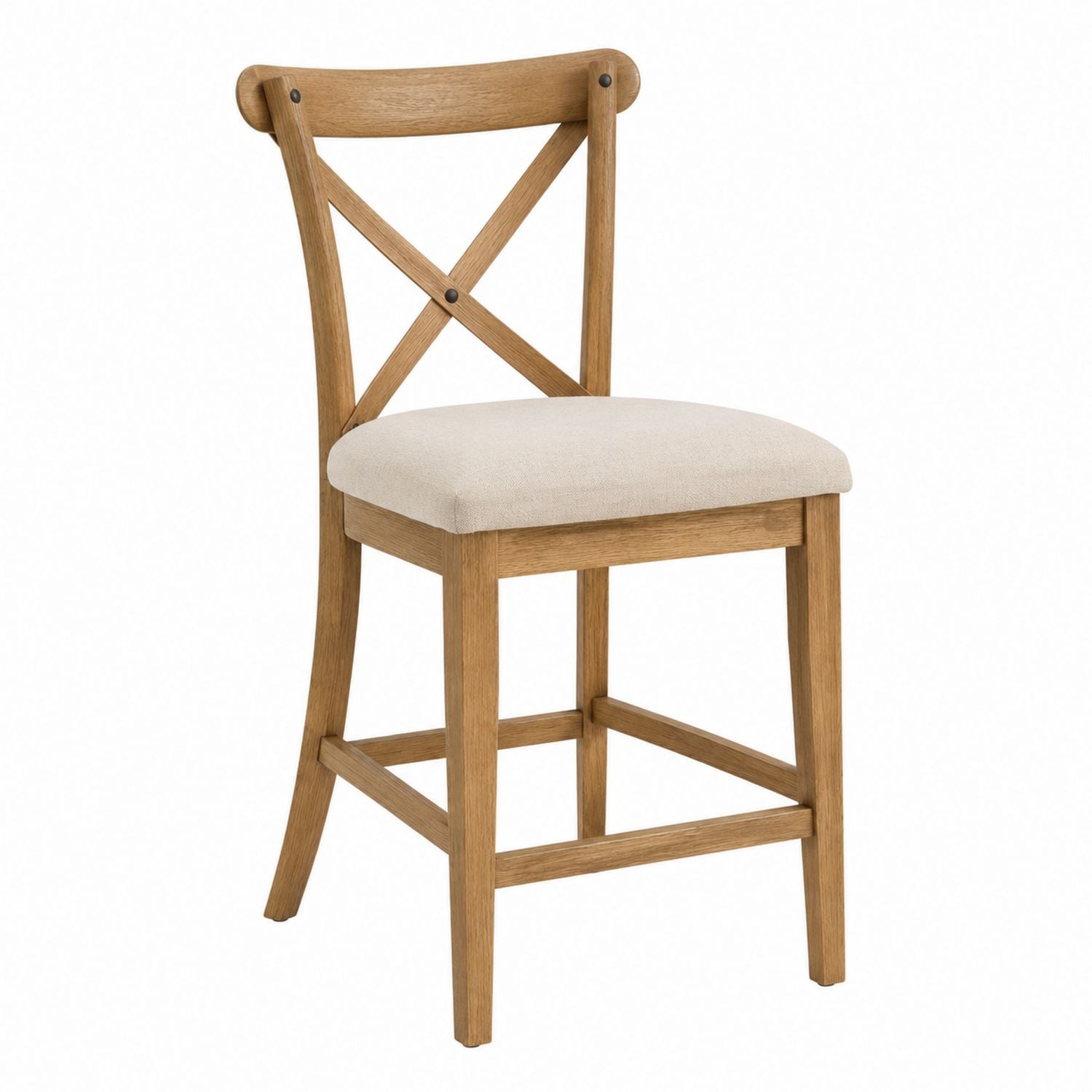 Wood Dining Chair with Linen Upholstery, Light Brown, 45x50x85 cm