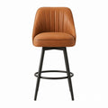 PU Leather Swivel Bar Stool with Metal Frame, Brown