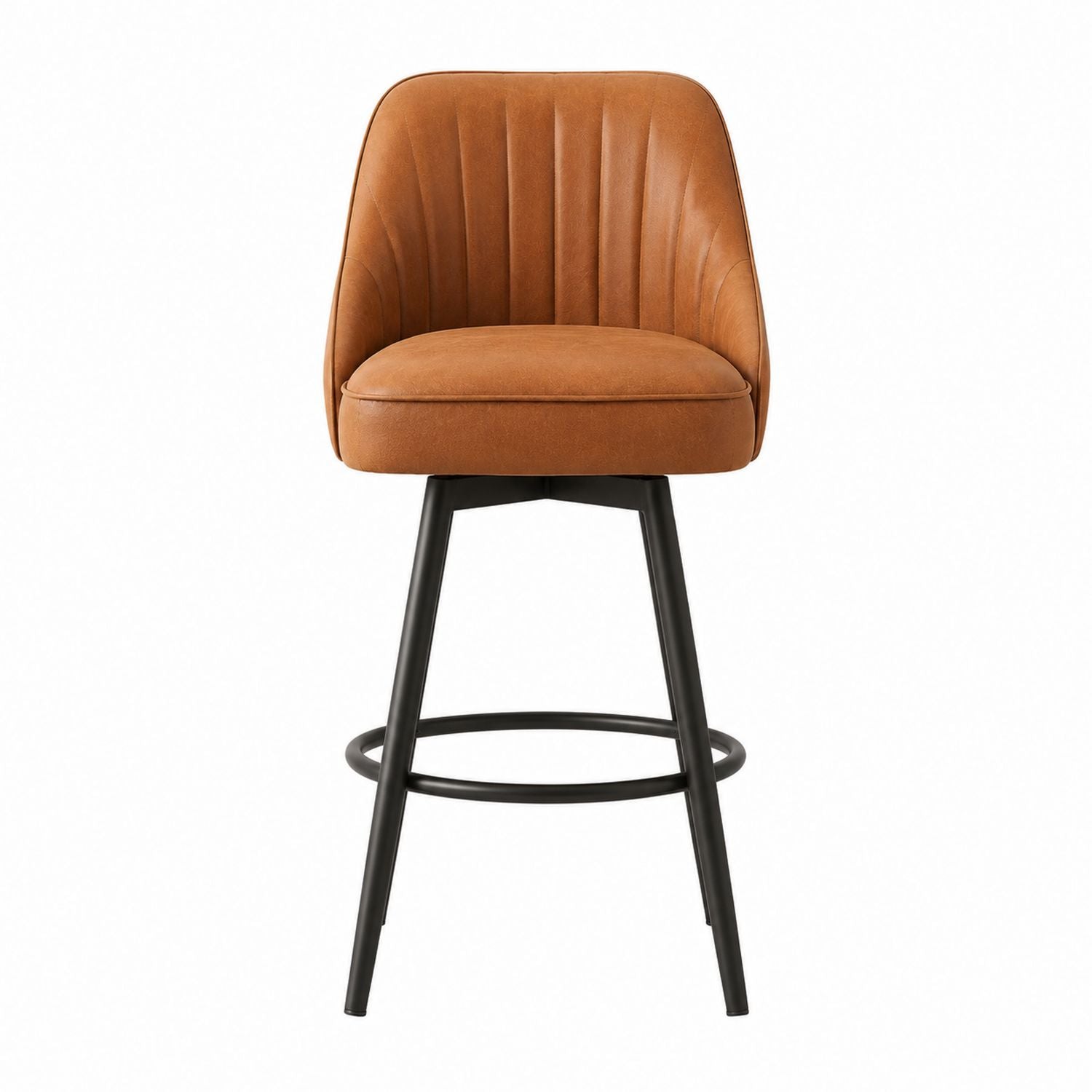 PU Leather Swivel Bar Stool with Metal Frame, Brown