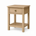 Light Oak Wooden Nightstand with Drawer and Shelf