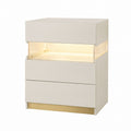 Beige Wood Nightstand with LED and 3 Drawers 60x40x70 cm