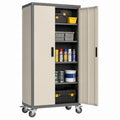 Mobile Metal Storage Cabinet with Shelves Steel Beige