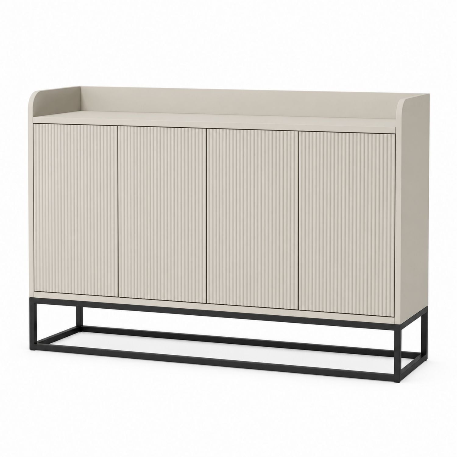 Beige Wood Sideboard with Metal Frame 150cm Length
