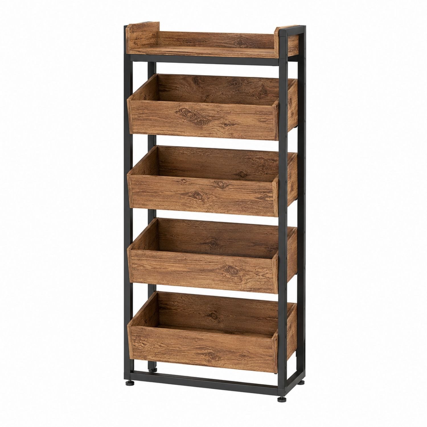 Wood and Metal 5-Tier Storage Rack 120x60x30 cm