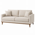Beige Fabric Sofa with Solid Wood Legs 180cm