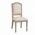 Upholstered Dining Chair Beige Fabric Oak Frame