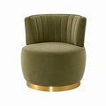 Velvet Swivel Chair with Brass Base Green