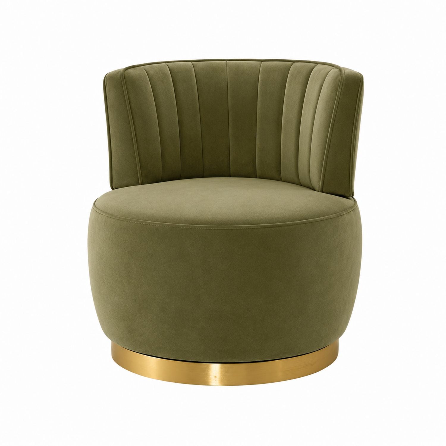Velvet Swivel Chair with Brass Base Green