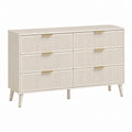 6-Drawer Wood Dresser Beige 140cm