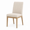 Beige Upholstered Dining Chair with Oak Wood Frame